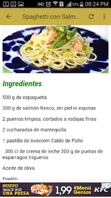 Recetas de Spaghetti android App screenshot 2