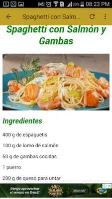 Recetas de Spaghetti android App screenshot 3