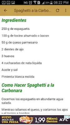 Recetas de Spaghetti android App screenshot 4