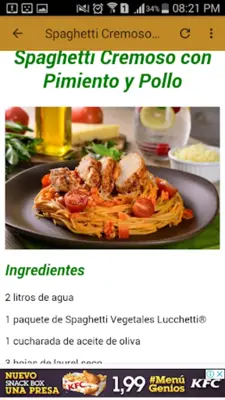 Recetas de Spaghetti android App screenshot 5