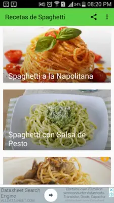 Recetas de Spaghetti android App screenshot 7